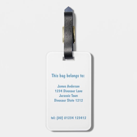 Cute Dinosaurs Kinder Gepersonaliseerd Bagagelabel (Achterkant verticaal)