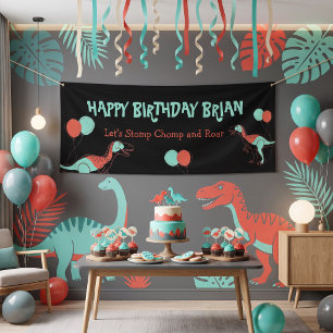 Cute Dinosaurs kinder verjaardagsbanner Spandoek