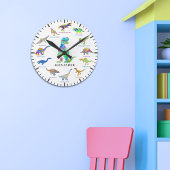 Cute Dinosaurs met namen met kleurrijke persoonlij Ronde Klok