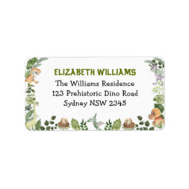 Cute Dinosaurs Oerwoud Greenery Return Address Etiket