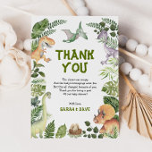 Cute Dinosaurs Oerwoud Greenery Wilde Baby shower Bedankkaart