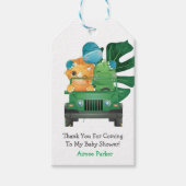 Cute Dinosaurs Oerwoud Safari Baby shower Hartelij Cadeaulabel (Voorkant)