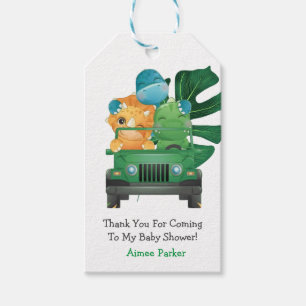 Cute Dinosaurs Oerwoud Safari Baby shower Hartelij Cadeaulabel
