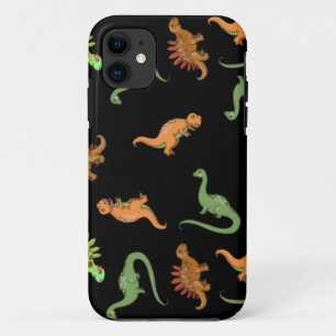 Cute Dinosaurs op zwarte achtergrond Case-Mate iPhone Case