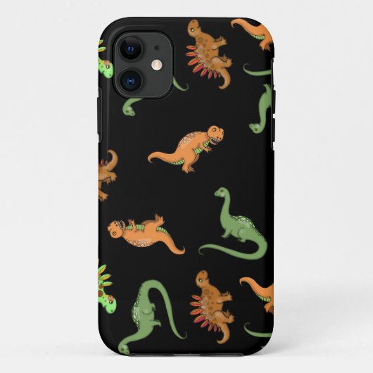Cute Dinosaurs op zwarte achtergrond Case-Mate iPhone Case (Achterkant)