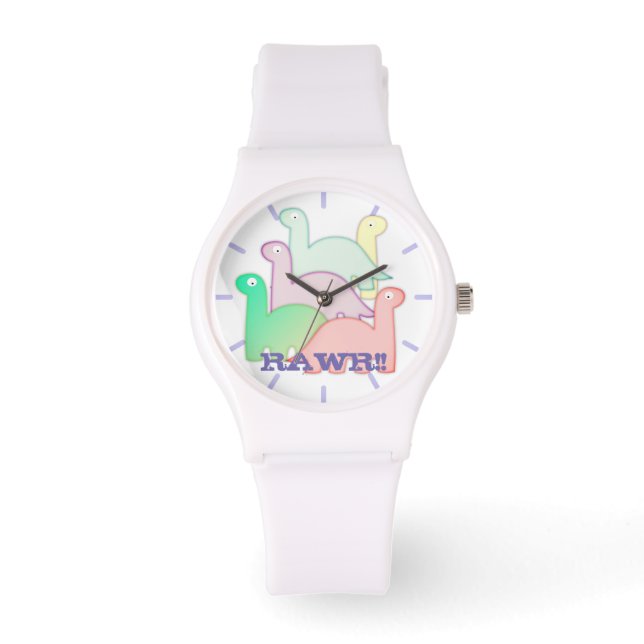 Cute Dinosaurs pastel kleurful Horloge (Voorkant)