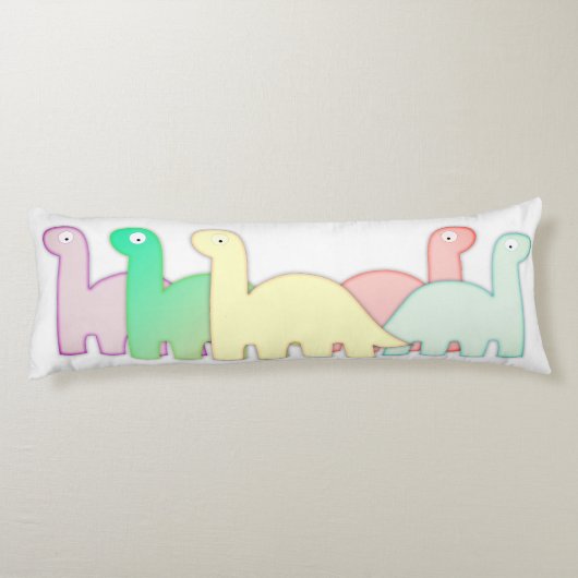 Cute Dinosaurs pastel kleurful Lichaamskussen (Achterkant)