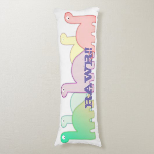 Cute Dinosaurs pastel kleurful Lichaamskussen (Voorkant Verticaal)