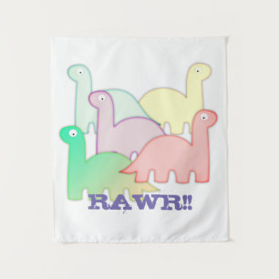 Cute Dinosaurs pastel kleurful Wandkleed