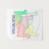 Cute Dinosaurs pastel kleurful Wandkleed (Voorkant (horizontaal))