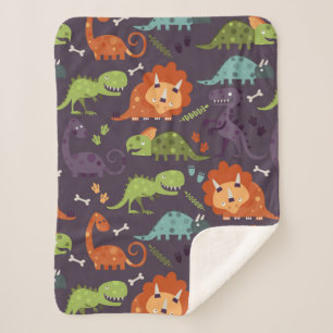 Cute Dinosaurs Pattern Boys Room Sherpa Deken