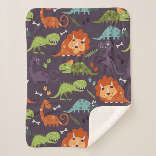 Cute Dinosaurs Pattern Boys Room Sherpa Deken (Voorkant)