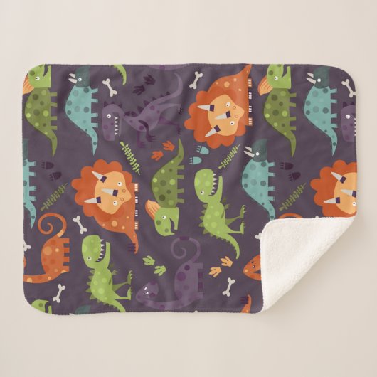 Cute Dinosaurs Pattern Boys Room Sherpa Deken (Voorkant (horizontaal))
