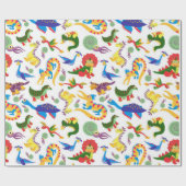 Cute Dinosaurs Pattern Cadeaupapier (Vlak)