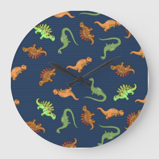 Cute Dinosaurs Pattern Grote Klok (Voorkant)
