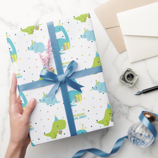 Cute Dinosaurs Personalized Cadeaupapier (Geschenken)