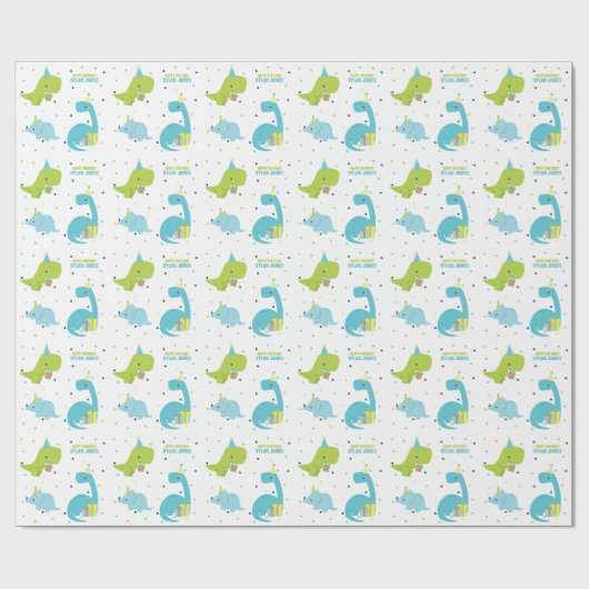 Cute Dinosaurs Personalized Cadeaupapier (Vlak)