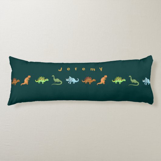 Cute Dinosaurs Personated Pillow voegt Jouw naam t Lichaamskussen (Voorkant)