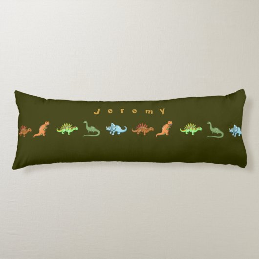 Cute Dinosaurs Personated Pillow voegt Jouw naam t Lichaamskussen (Voorkant)