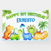 Cute dinosaurs peuteraar verjaardagsfeest geperson spandoek (Horizontaal)
