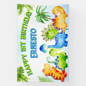 Cute dinosaurs peuteraar verjaardagsfeest geperson spandoek (Verticaal)