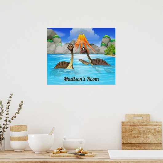 Cute Dinosaurs poster aangepaste tekst (Keuken)