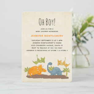 Cute Dinosaurs Prehistorische Baby shower in het w Kaart