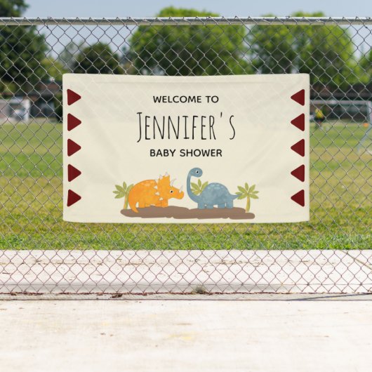 Cute Dinosaurs Prehistorische Baby shower in het w Spandoek (Insitu)