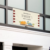 Cute Dinosaurs Prehistorische Baby shower in het w Spandoek (Buitenkant Gebouw)