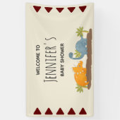 Cute Dinosaurs Prehistorische Baby shower in het w Spandoek (Verticaal)