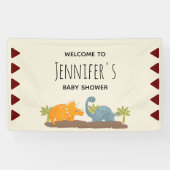 Cute Dinosaurs Prehistorische Baby shower in het w Spandoek (Horizontaal)