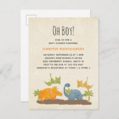 Cute Dinosaurs Prehistorische Baby shower in het w Uitnodiging Briefkaart (Voorkant / Achterkant)