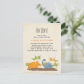 Cute Dinosaurs Prehistorische Baby shower in het w Uitnodiging Briefkaart (Staand voorkant)