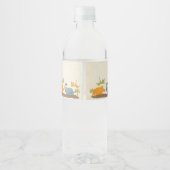 Cute Dinosaurs Prehistorische Baby shower in het w Waterfles Etiket (Achterkant)