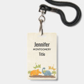 Cute Dinosaurs Prehistorische wilde dieren Badge (Achterkant met lanyard)