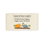 Cute Dinosaurs Prehistorische wilde dieren Etiket (Voorkant)