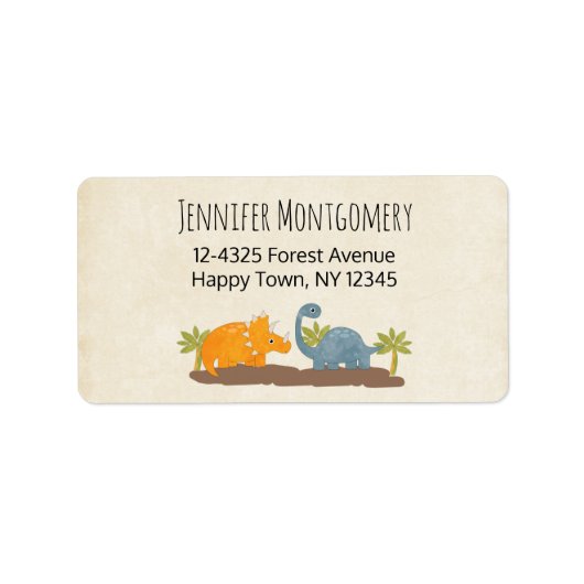 Cute Dinosaurs Prehistorische wilde dieren Etiket (Voorkant)