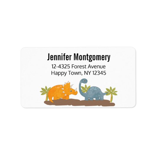 Cute Dinosaurs Prehistorische wilde dieren Etiket (Voorkant)