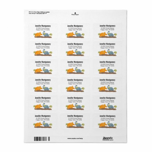 Cute Dinosaurs Prehistorische wilde dieren Etiket (Full Sheet)