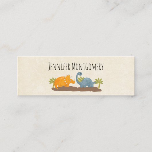 Cute Dinosaurs Prehistorische wilde dieren Mini Visitekaartje (Voorkant)