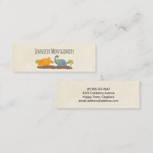 Cute Dinosaurs Prehistorische wilde dieren Mini Visitekaartje (Voorkant / Achterkant)
