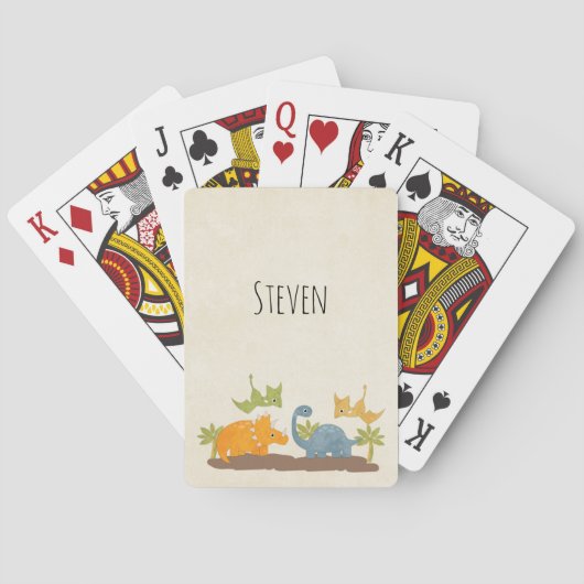 Cute Dinosaurs Prehistorische wilde dieren Pokerkaarten (Achterkant)