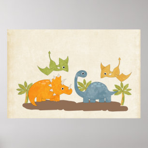 Cute Dinosaurs Prehistorische wilde dieren Poster