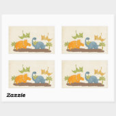 Cute Dinosaurs Prehistorische wilde dieren Rechthoekige Sticker (Vel)