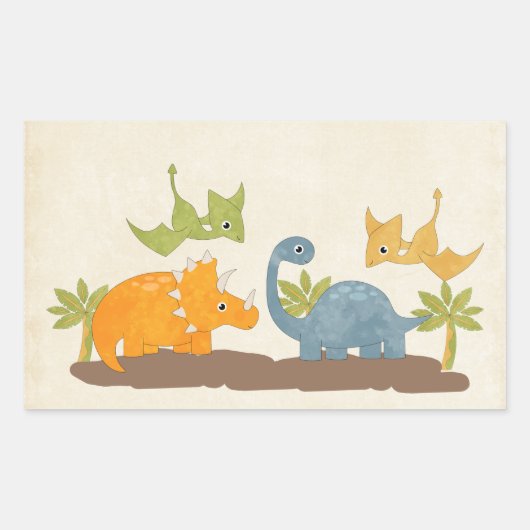 Cute Dinosaurs Prehistorische wilde dieren Rechthoekige Sticker (Voorkant)
