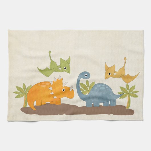 Cute Dinosaurs Prehistorische wilde dieren Theedoek (Horizontaal)