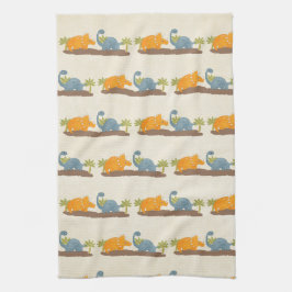 Cute Dinosaurs Prehistorische wilde dieren Theedoek