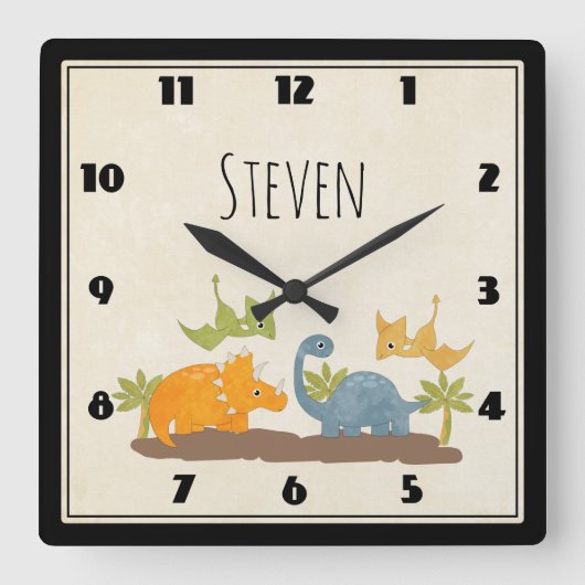 Cute Dinosaurs Prehistorische wilde dieren Vierkante Klok (Voorkant)