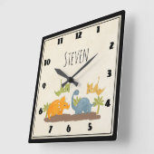 Cute Dinosaurs Prehistorische wilde dieren Vierkante Klok (Hoek)