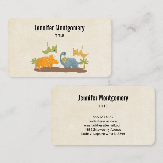 Cute Dinosaurs Prehistorische wilde dieren Visitekaartje (Voorkant / Achterkant)